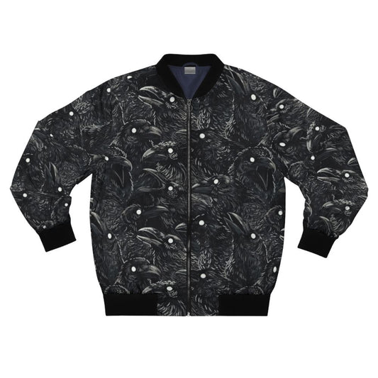 Raven pattern bomber jacket with dark and spooky design