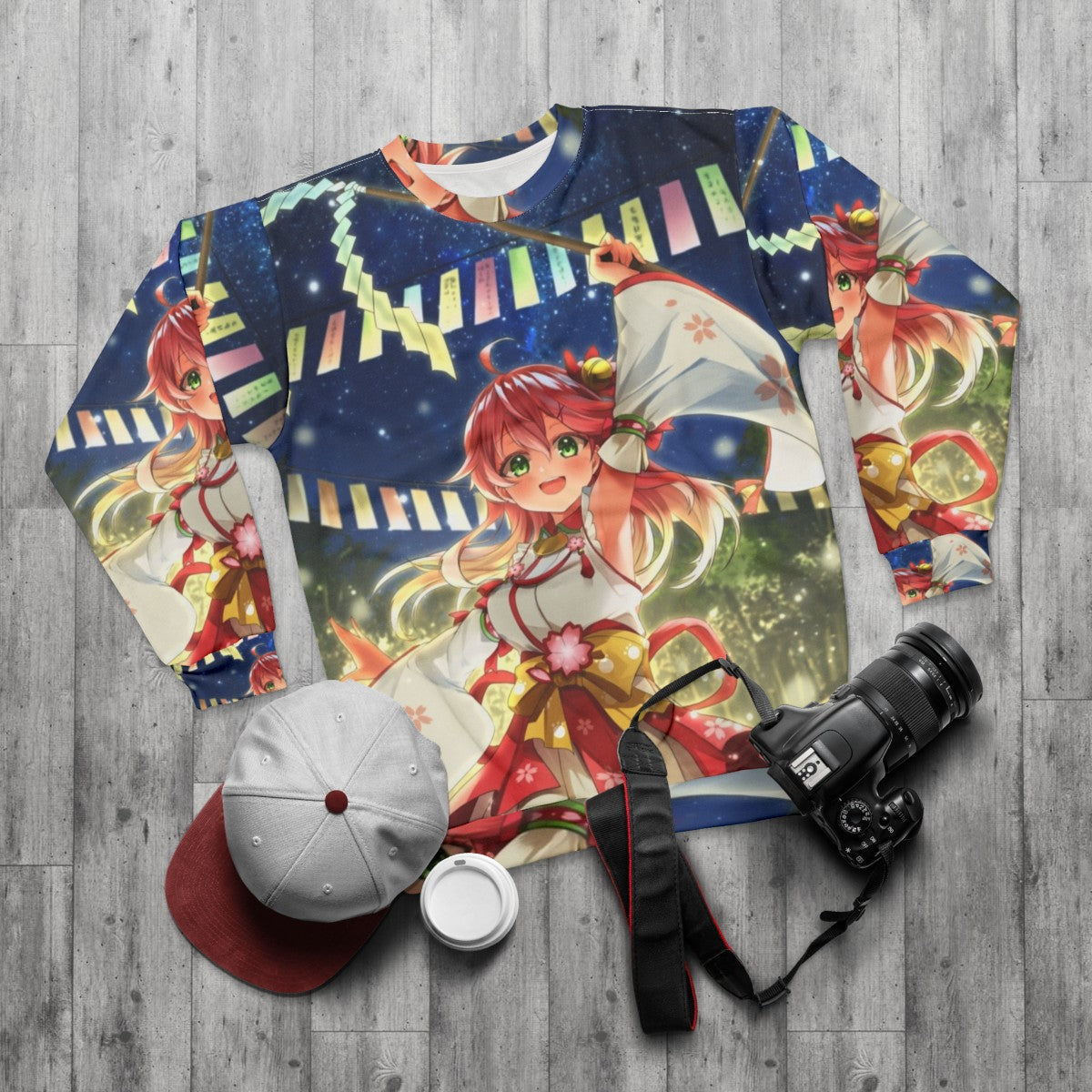 Sakura Miko Tanabata Hololive VTuber Sweatshirt - flat lay