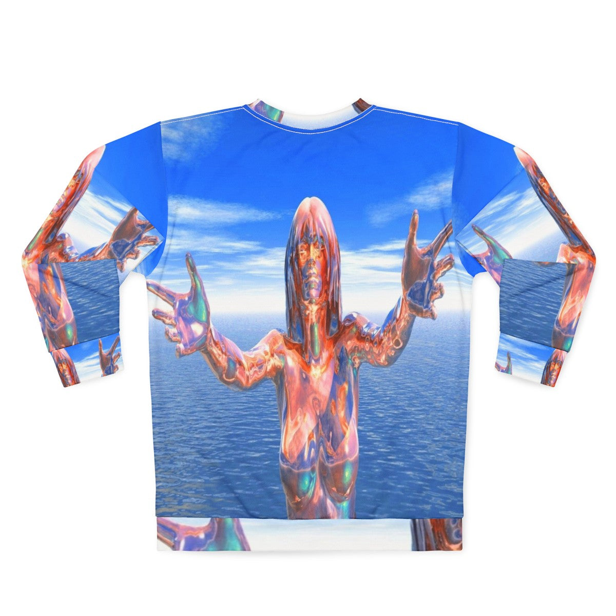 Zombie-themed sweatshirt with abstract, colorful design - Back