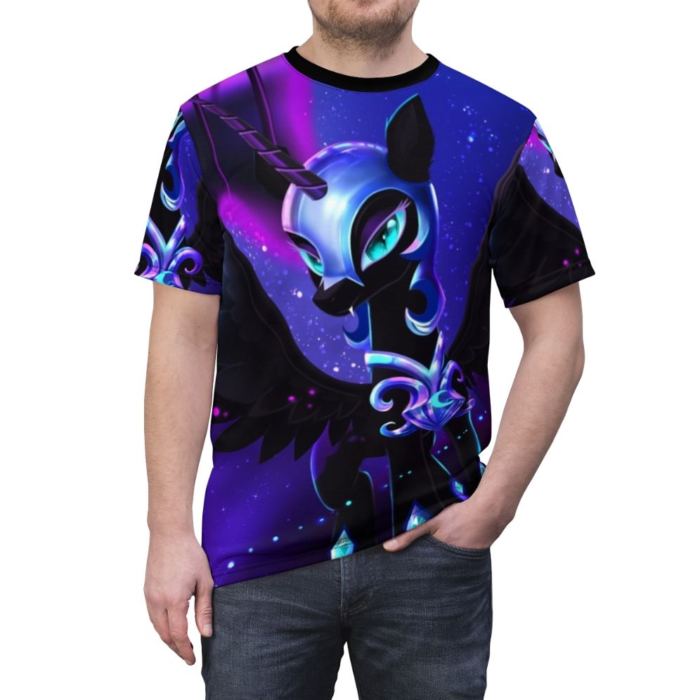 Nightmare Moon, the dark alicorn princess from My Little Pony, featured on a high-quality all-over print t-shirt - men front