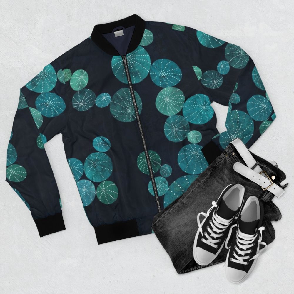 Turquoise Cactus Bomber Jacket - Flat lay