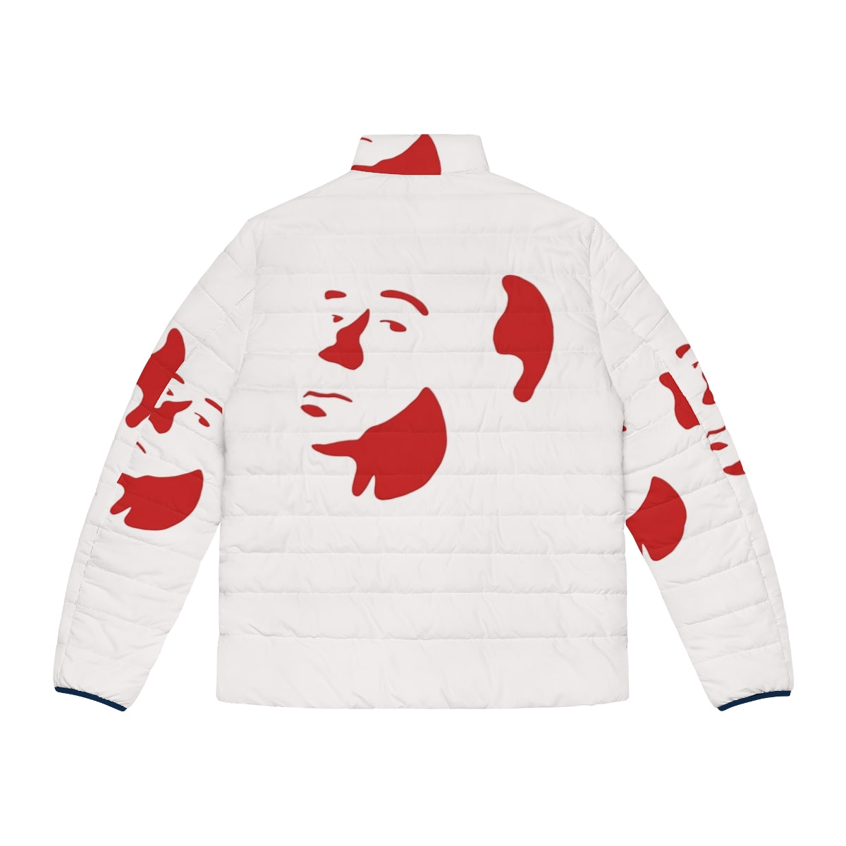 Alfred Hitchcock fan art puffer jacket featuring the famous filmmaker - Back