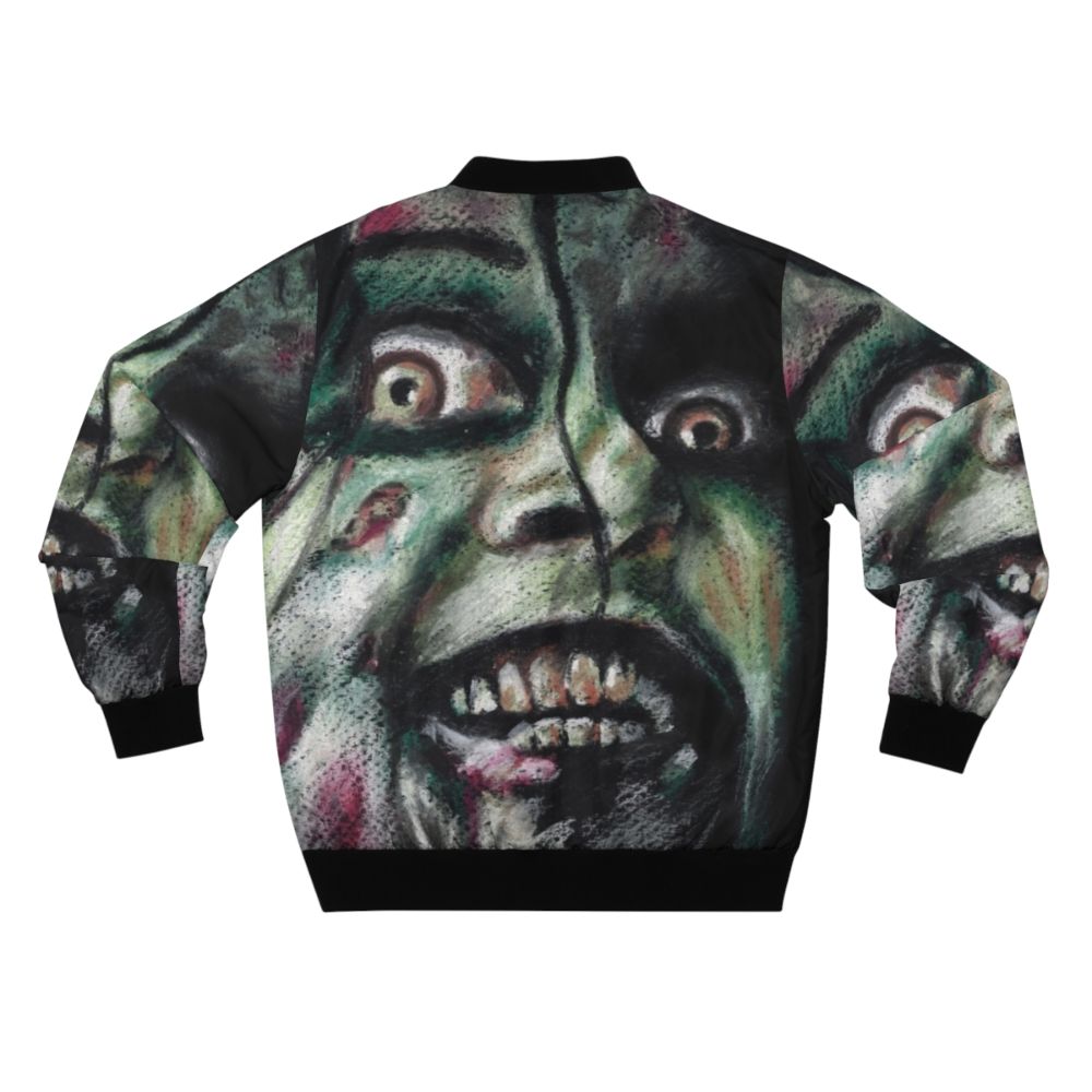 Evil Dead Horror Bomber Jacket featuring a green, scary design - Back