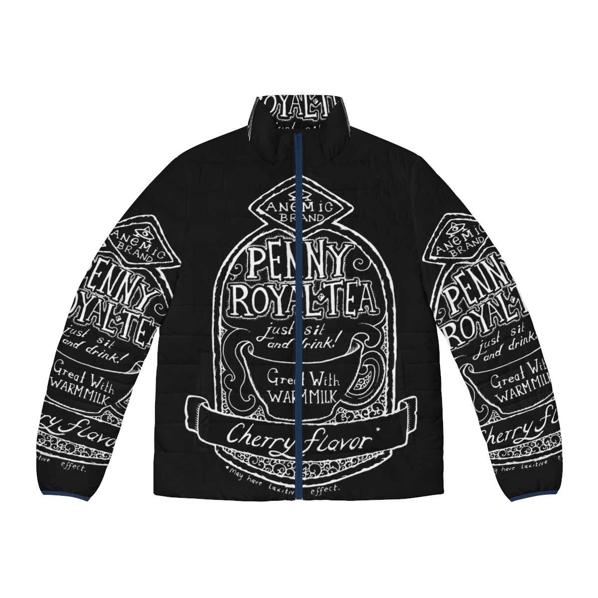 Pennyroyal Tea Puffer Jacket featuring illustrated Nirvana lyrics