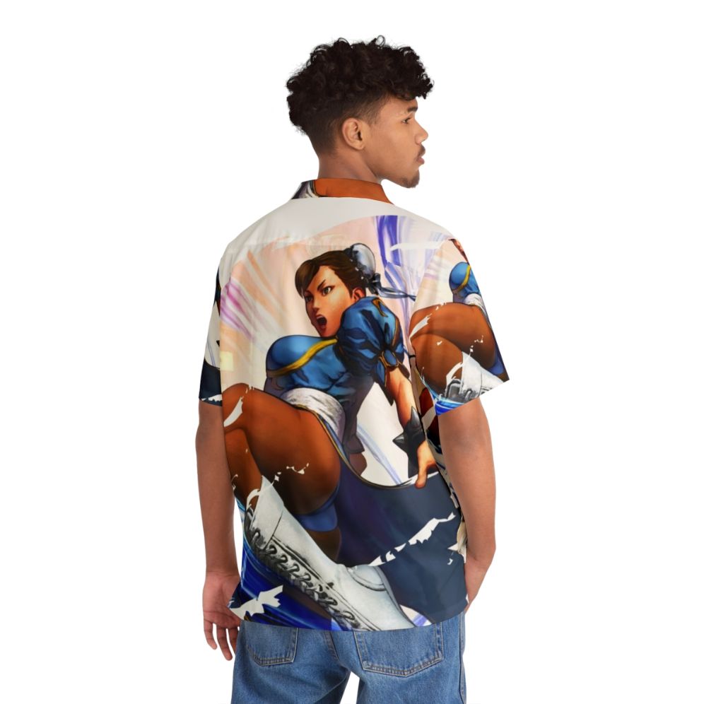 Chun Li inspired Hawaiian shirt featuring the iconic arcade character - People Back