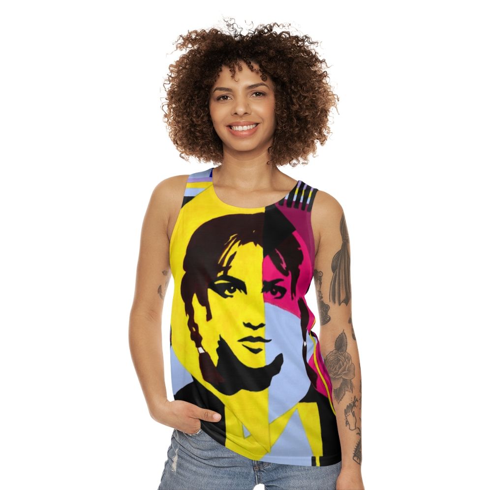 Unisex tank top with geometric pop art design - women