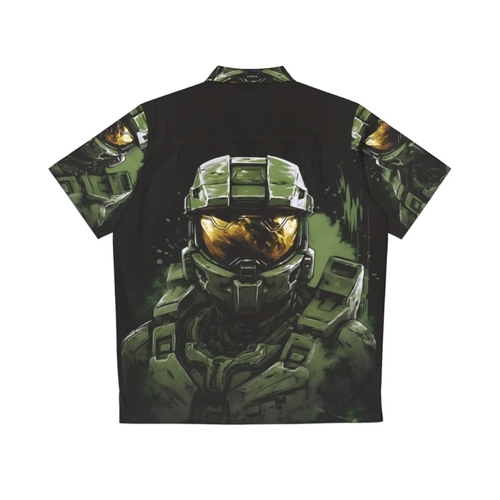 Master Chief Halo Themed Hawaiian Shirt - Back