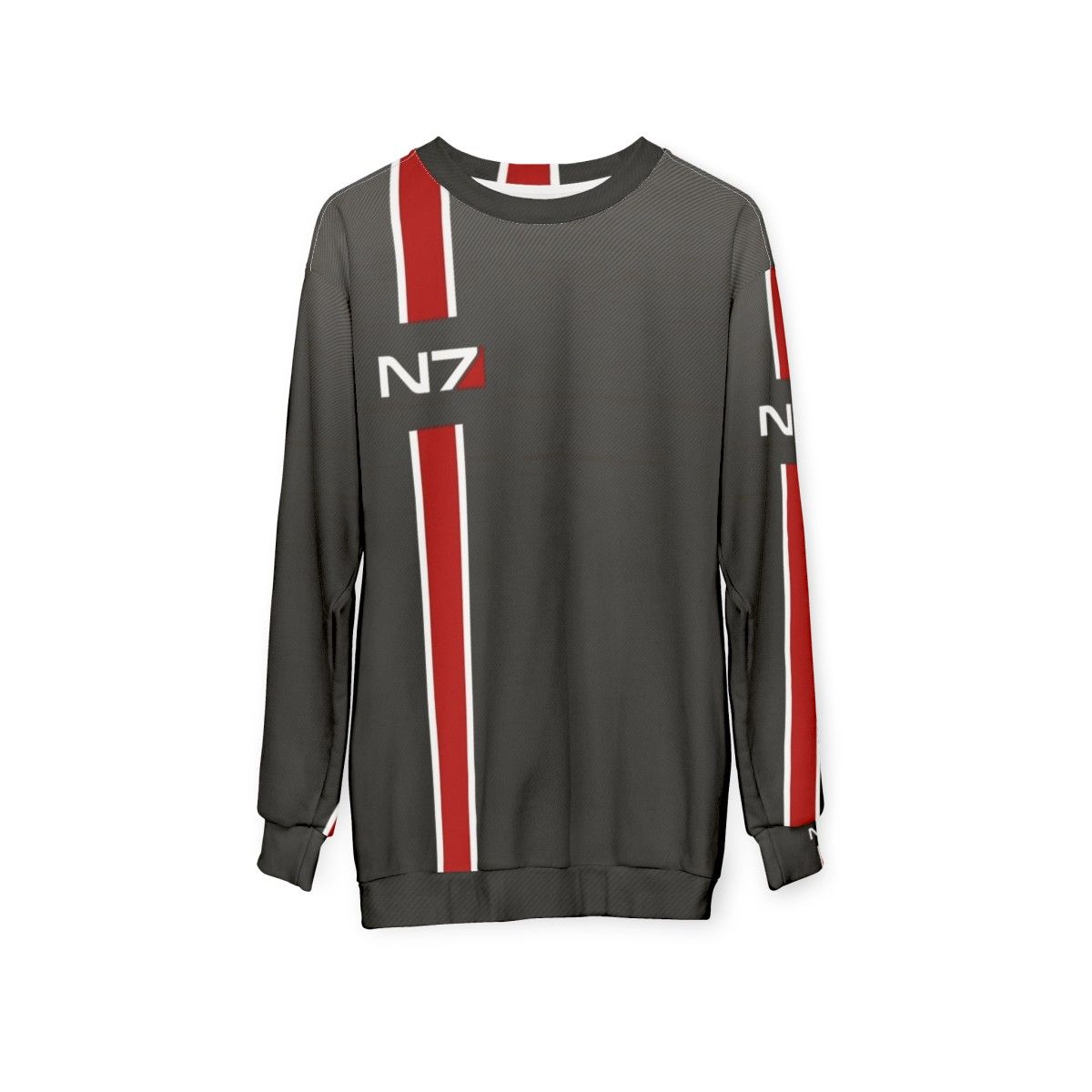 Mass Effect N7 Iconic Sweatshirt featuring Commander Shepard - hanging