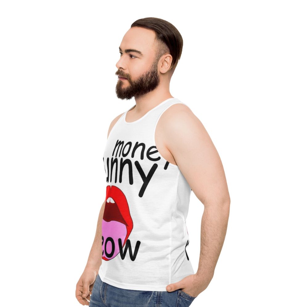 Funny unisex tank top with pop culture graphics - men side