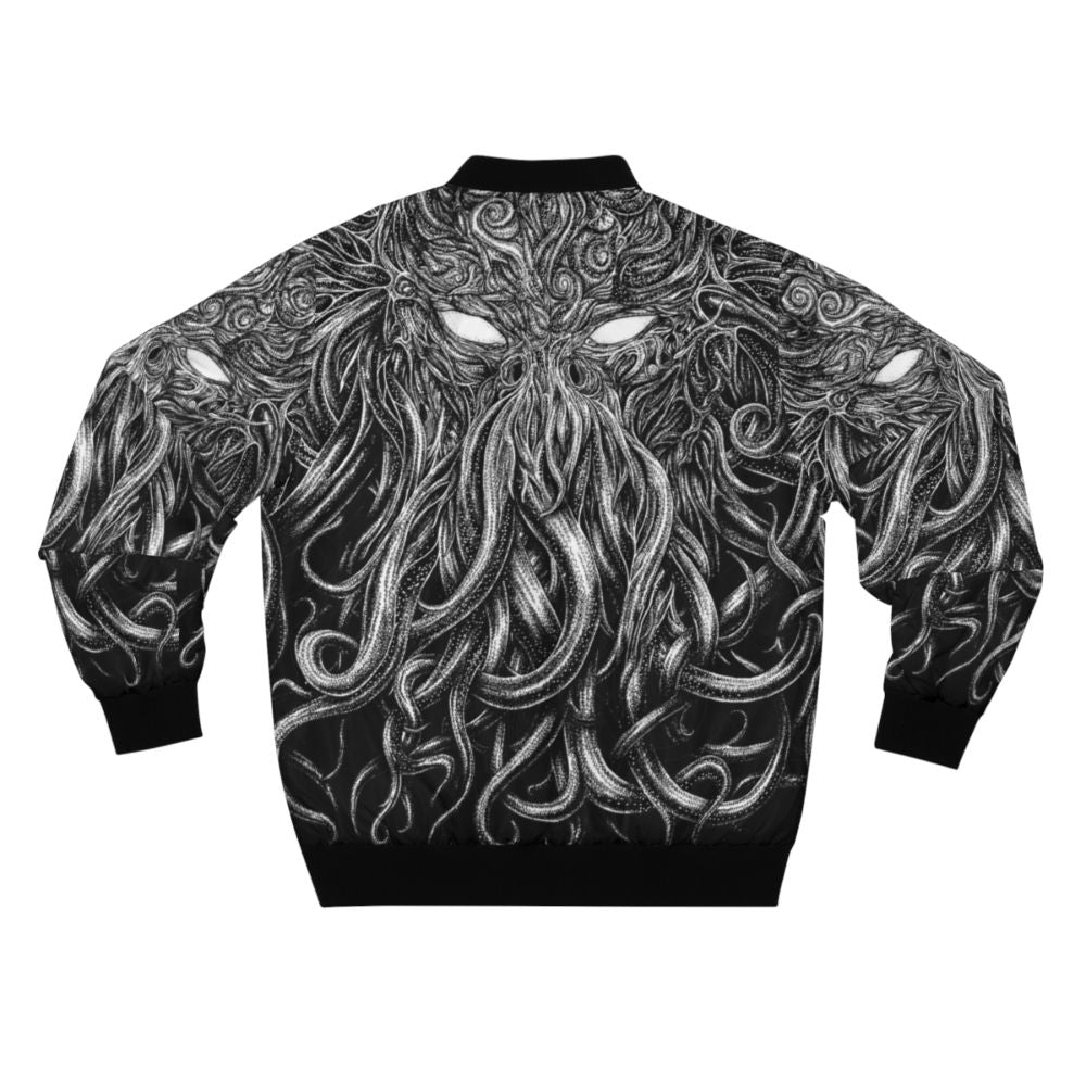 Lovecraft-inspired bomber jacket with dark gothic and occult design elements - Back