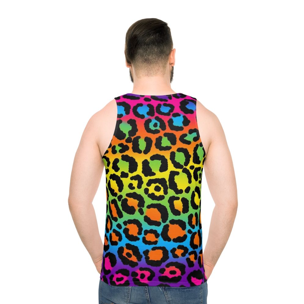 1997 neon rainbow leopard print unisex tank top - men back