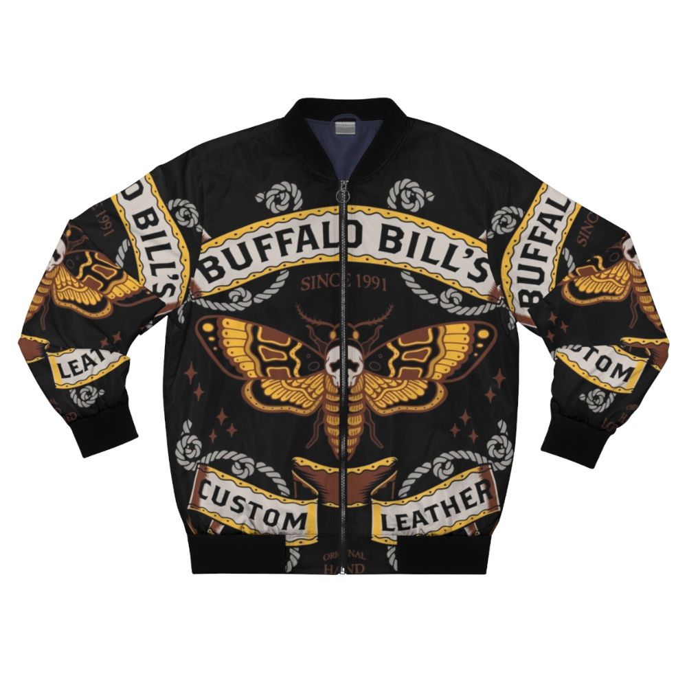 Buffalo Bill's Custom Leather Bomber Jacket - Gothic Style with Death's Head Moth Pattern