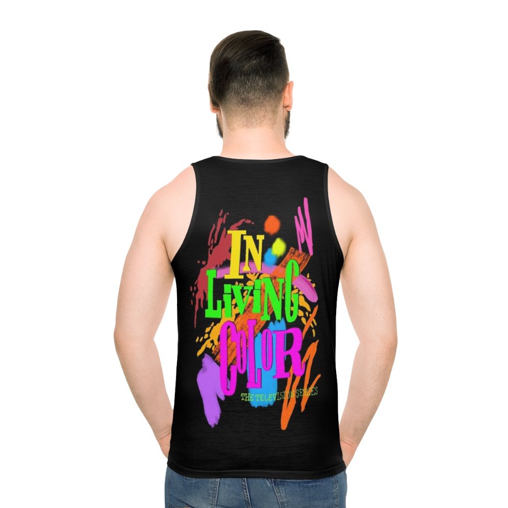 90s Unisex Tank Top with "In Living Color" Design - men back