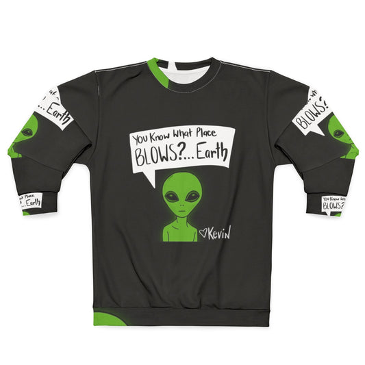 "Earth Sweatshirt with Machine Gun Kelly, Pete Davidson, and other pop culture references"