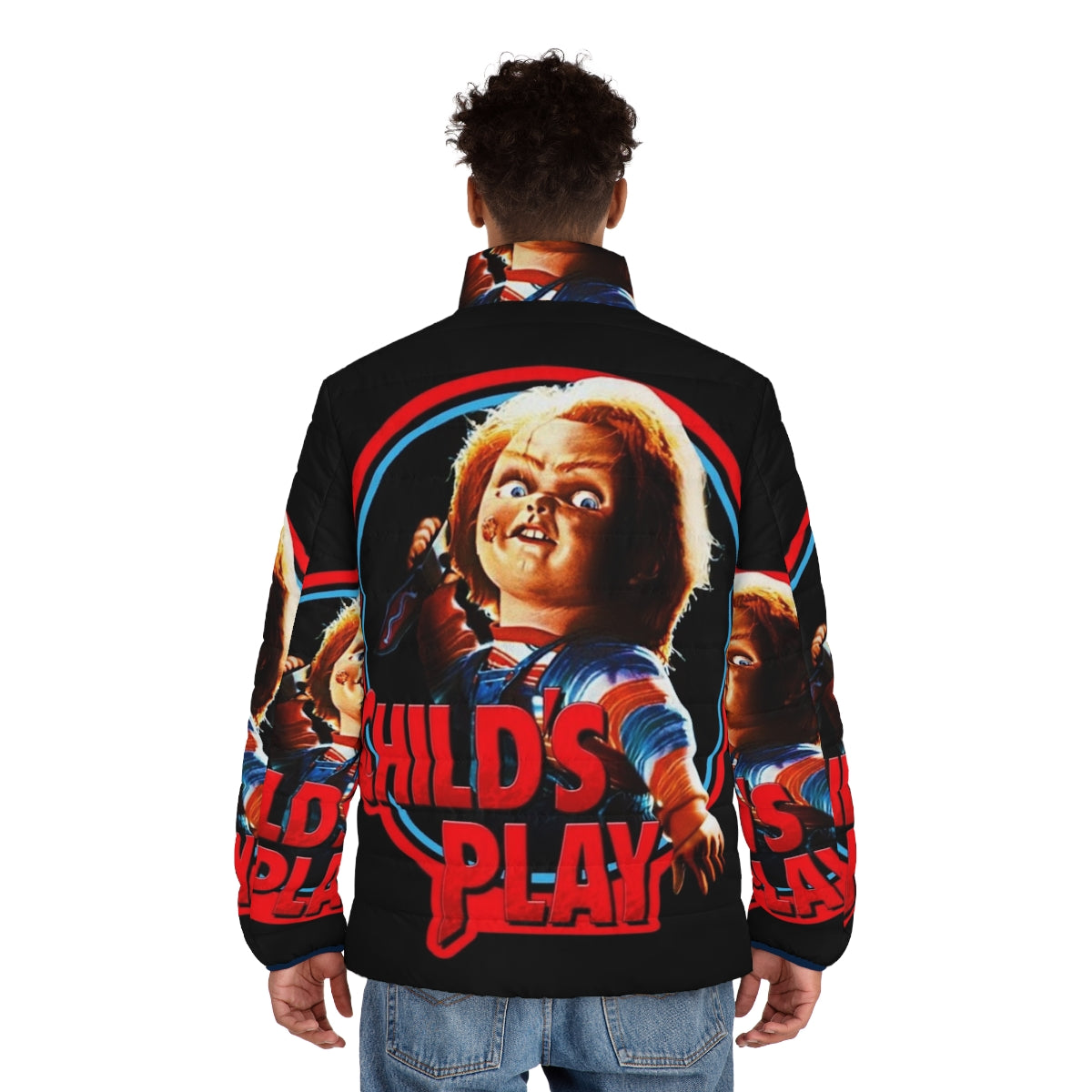 Chucky Puffer Jacket, featuring the diabolical doll from the horror classic Child's Play - men back