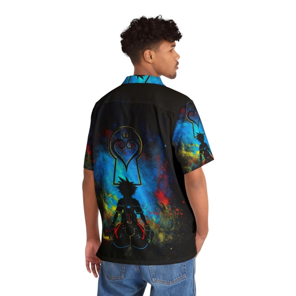 Kingdom Art Hawaiian Shirt featuring characters and designs from the Kingdom Hearts video game series - People Back