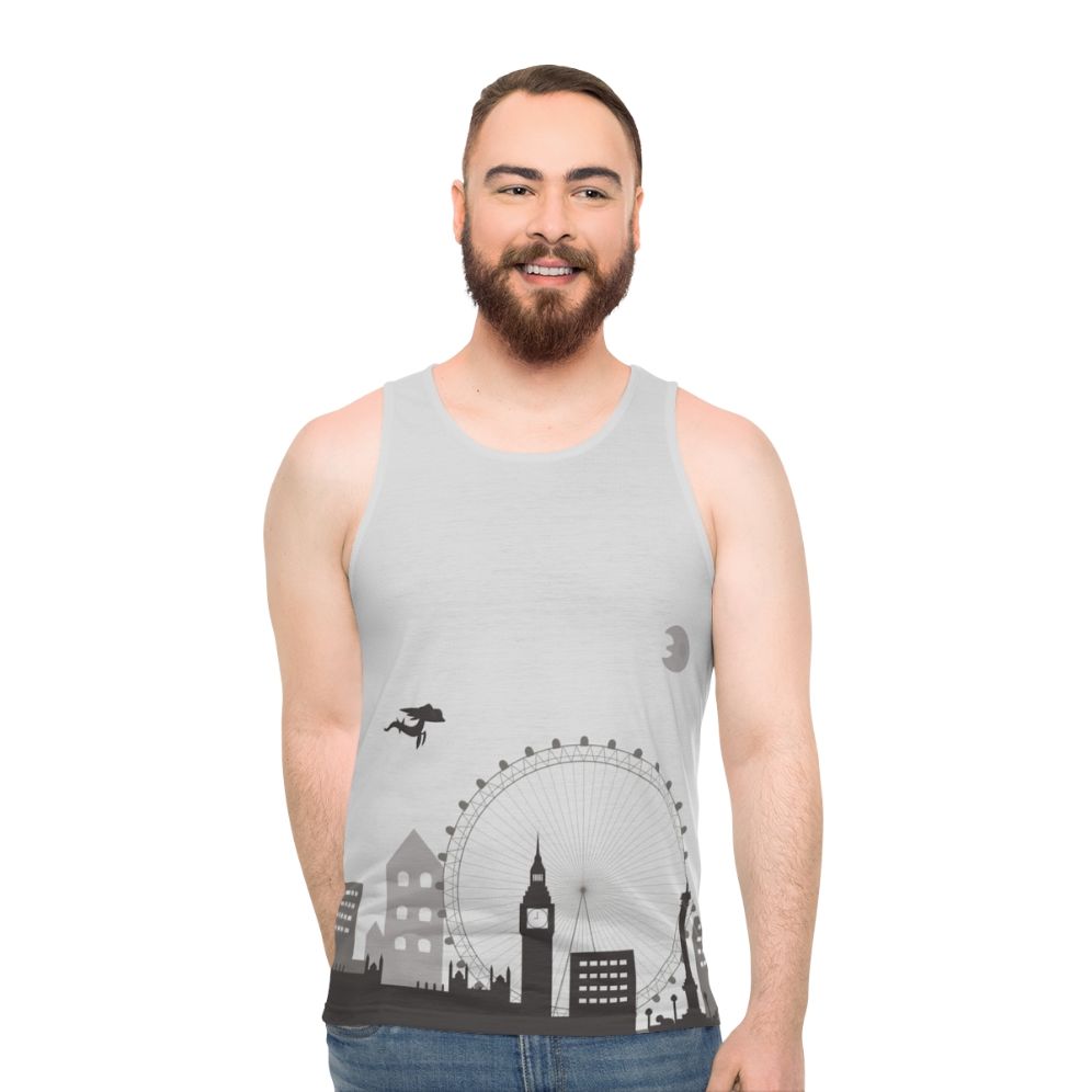 Unisex urban landscape greyscale tank top - men