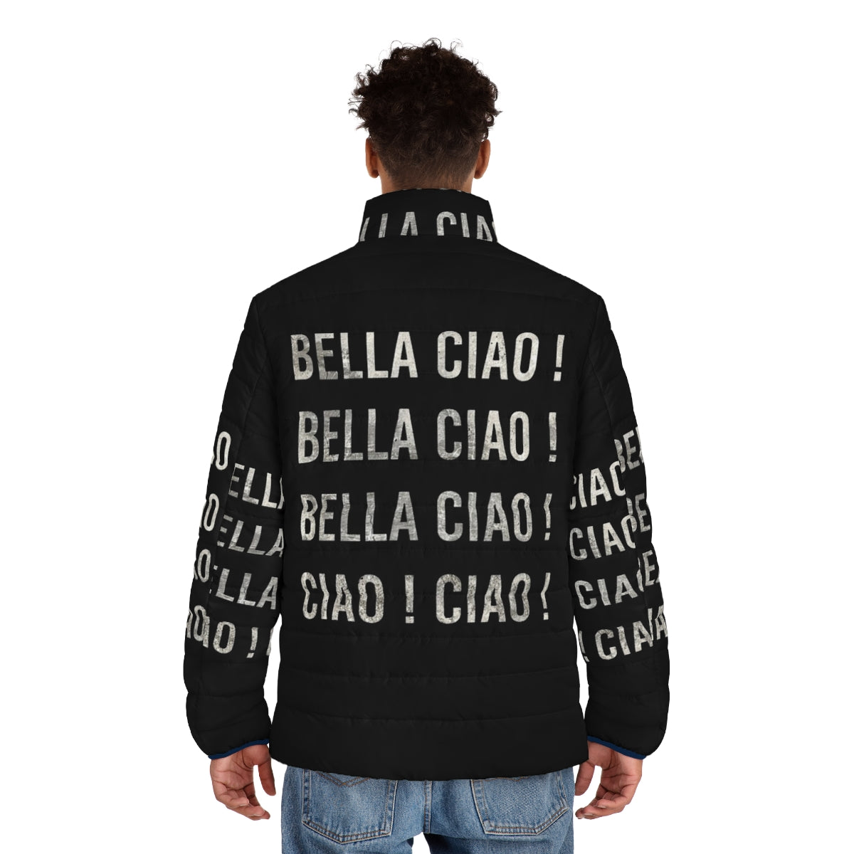 Bella Ciao puffer jacket with La Casa de Papel inspired design - men back