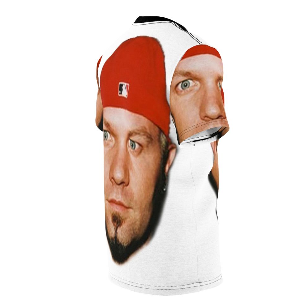 All-over print t-shirt featuring the iconic image of Fred Durst, the frontman of the legendary nu metal band Limp Bizkit. - men right