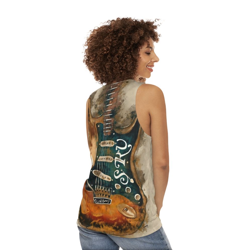 Stevie Ray Vaughan electric guitar unisex tank top - women back