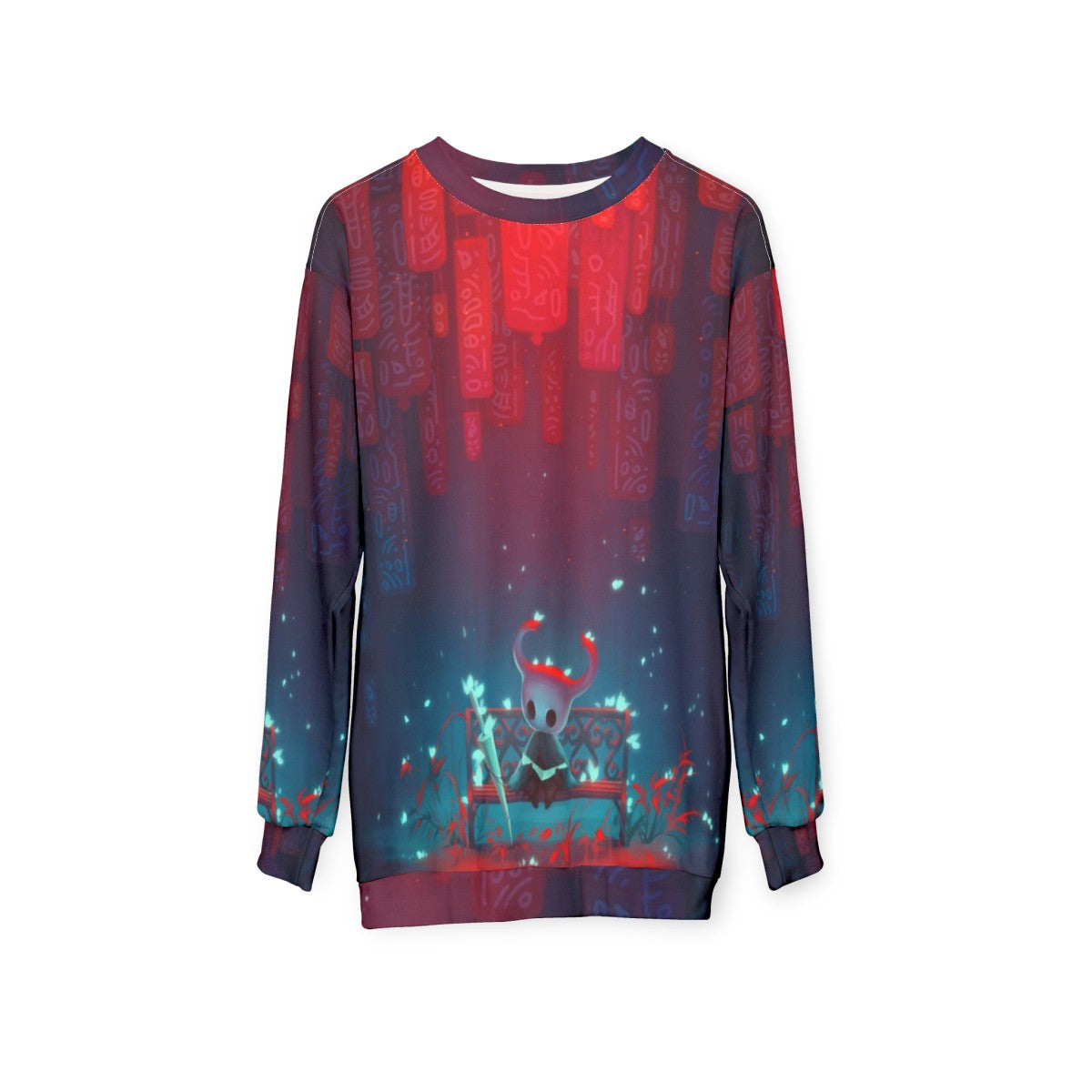 Hollow Knight Sweatshirt featuring the protagonist of the Metroidvania indie game - hanging