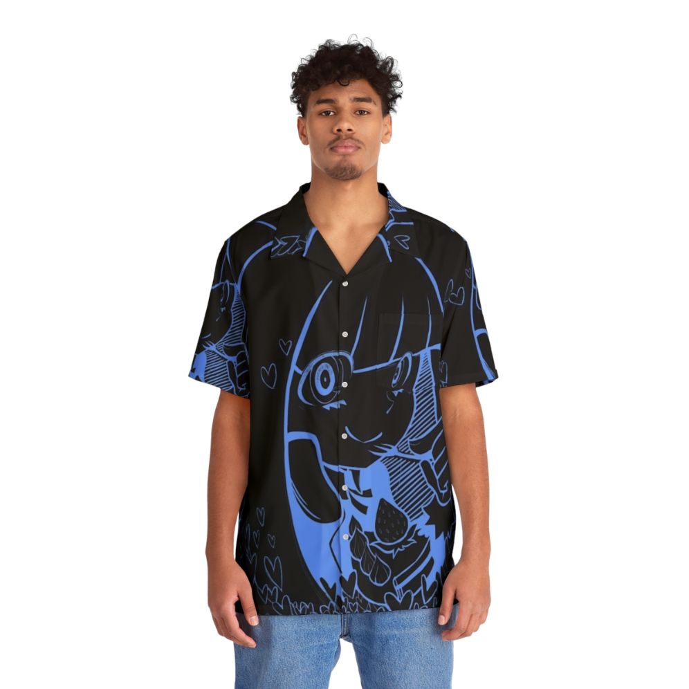 Blue Hearts Hawaiian Shirt - Anime Inspired Casual Wear - People Front