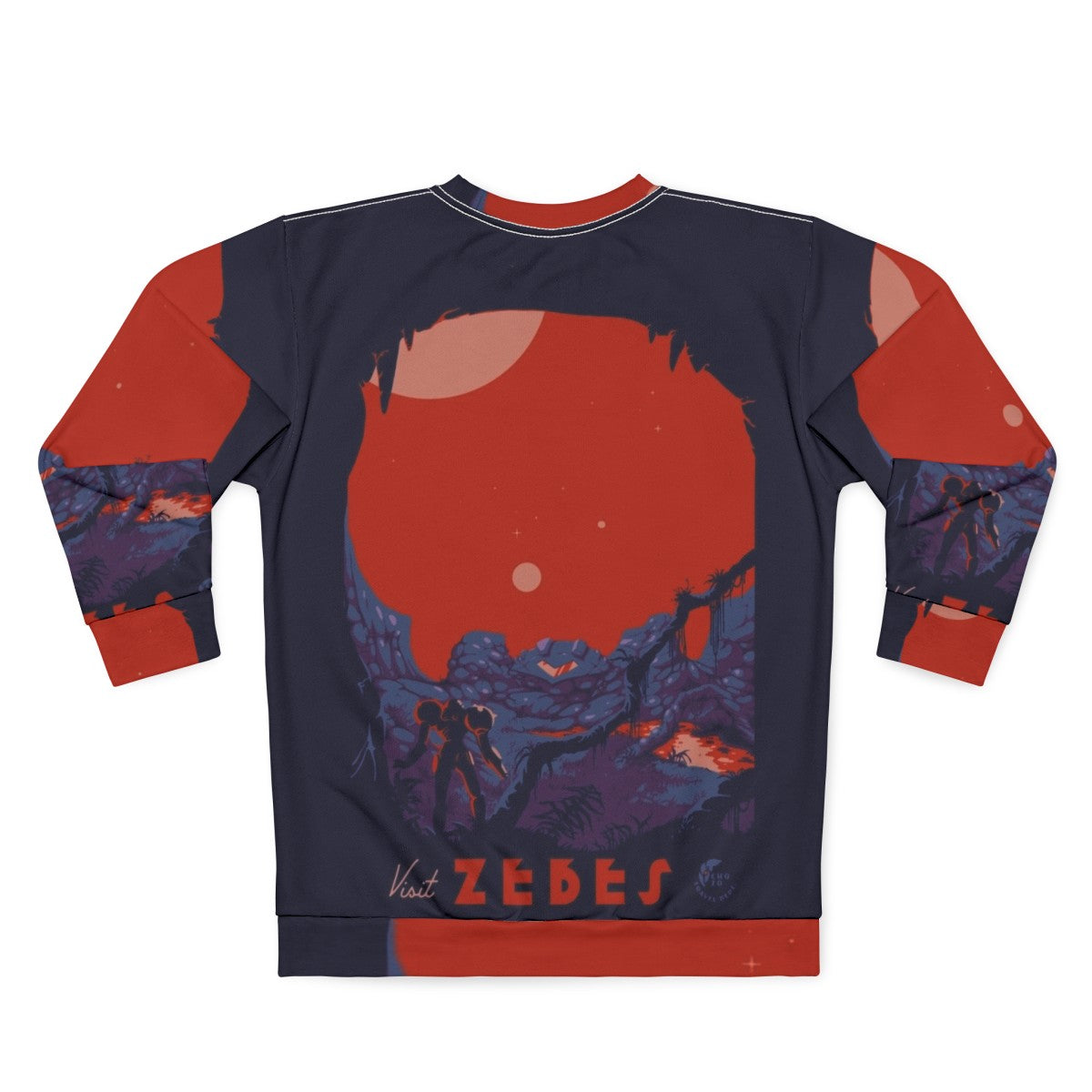 "Metroid-inspired 'Visit Zebes' Retro Sweatshirt" - Back