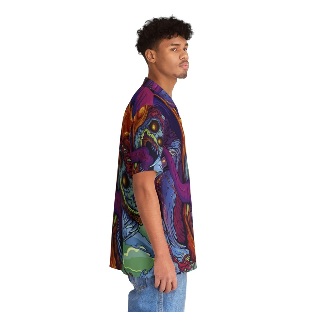 Hyper Beast Hawaiian Shirt featuring vibrant watercolor patterns and gaming elements - People Pight