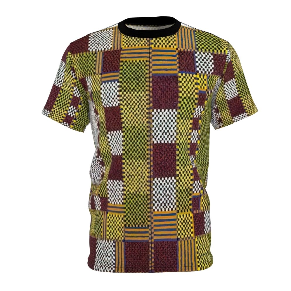 Abstract geometric t-shirt design inspired by the colorful and symbolic artwork of Alfred Jensen