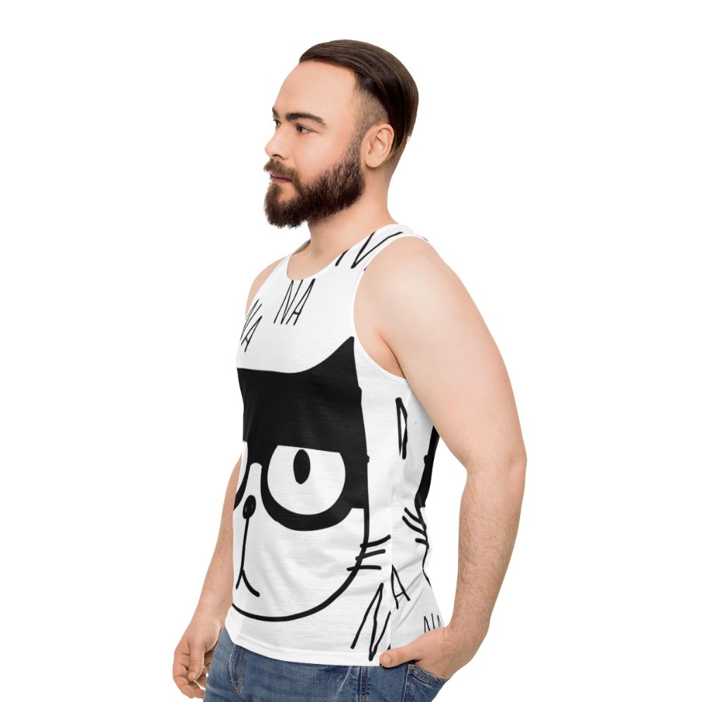 Superhero cartoon cat unisex tank top - men side