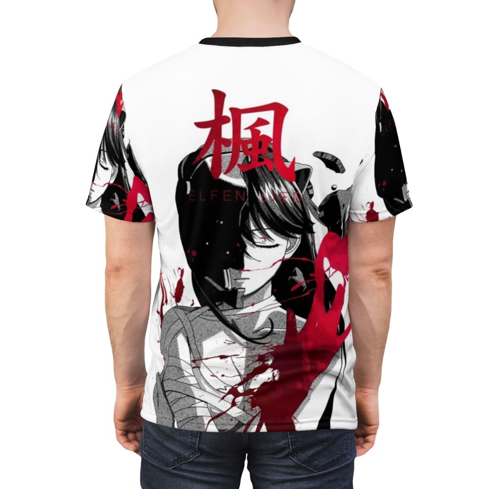 Dark anime-inspired t-shirt with a myriad of monochrome and nuar design elements - men back