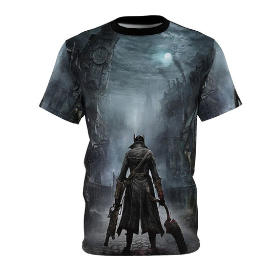 Bloodborne inspired graphic t-shirt featuring the iconic game's imagery and elements