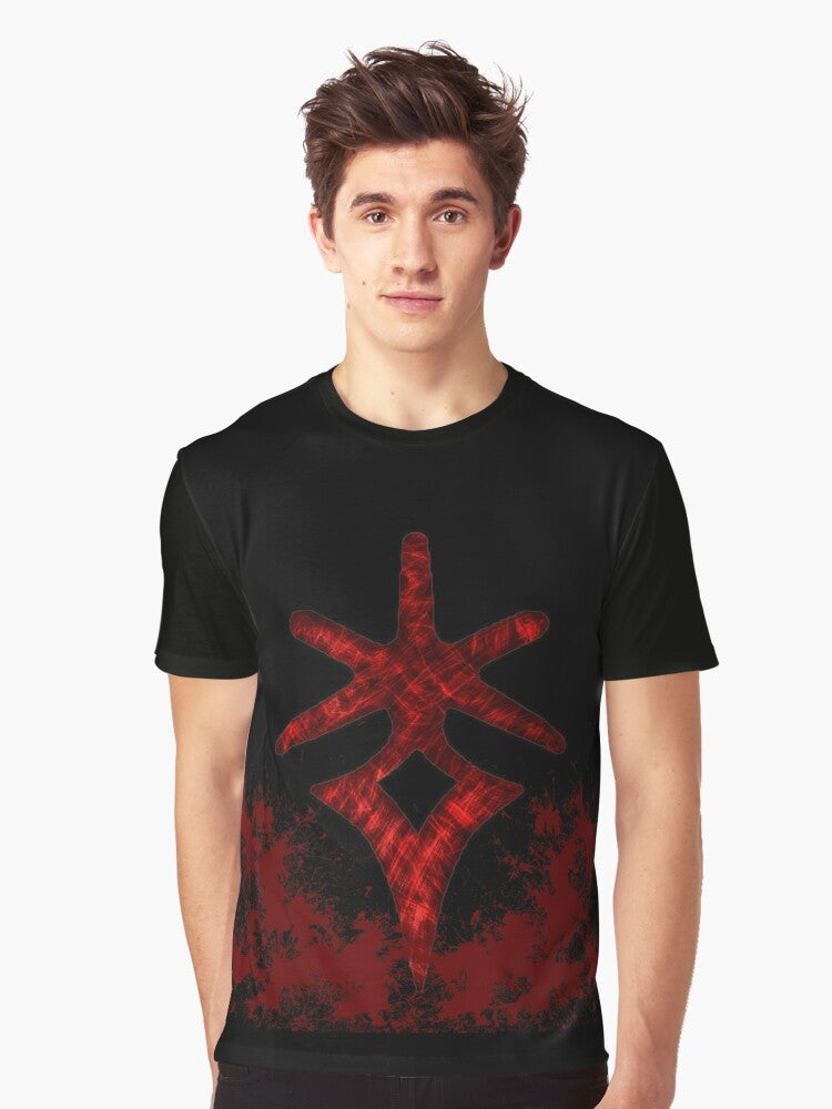 Graphic t-shirt featuring the dark knight class and claymore sword from Final Fantasy XIV - Men