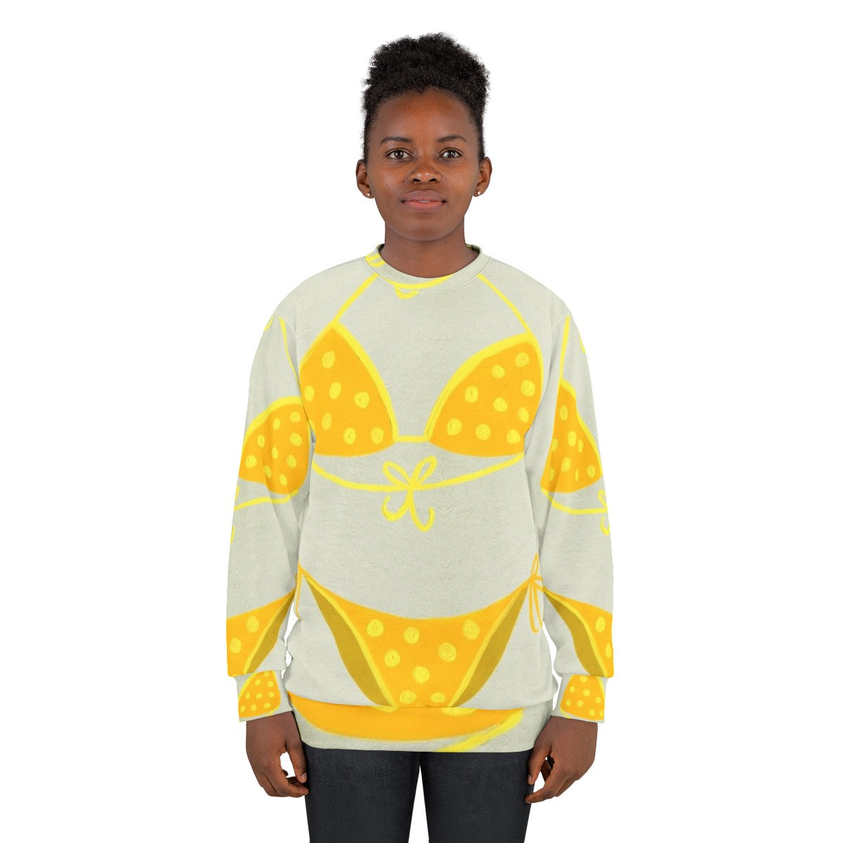 Vintage yellow polka dot sweatshirt with lyrics and quotes - women