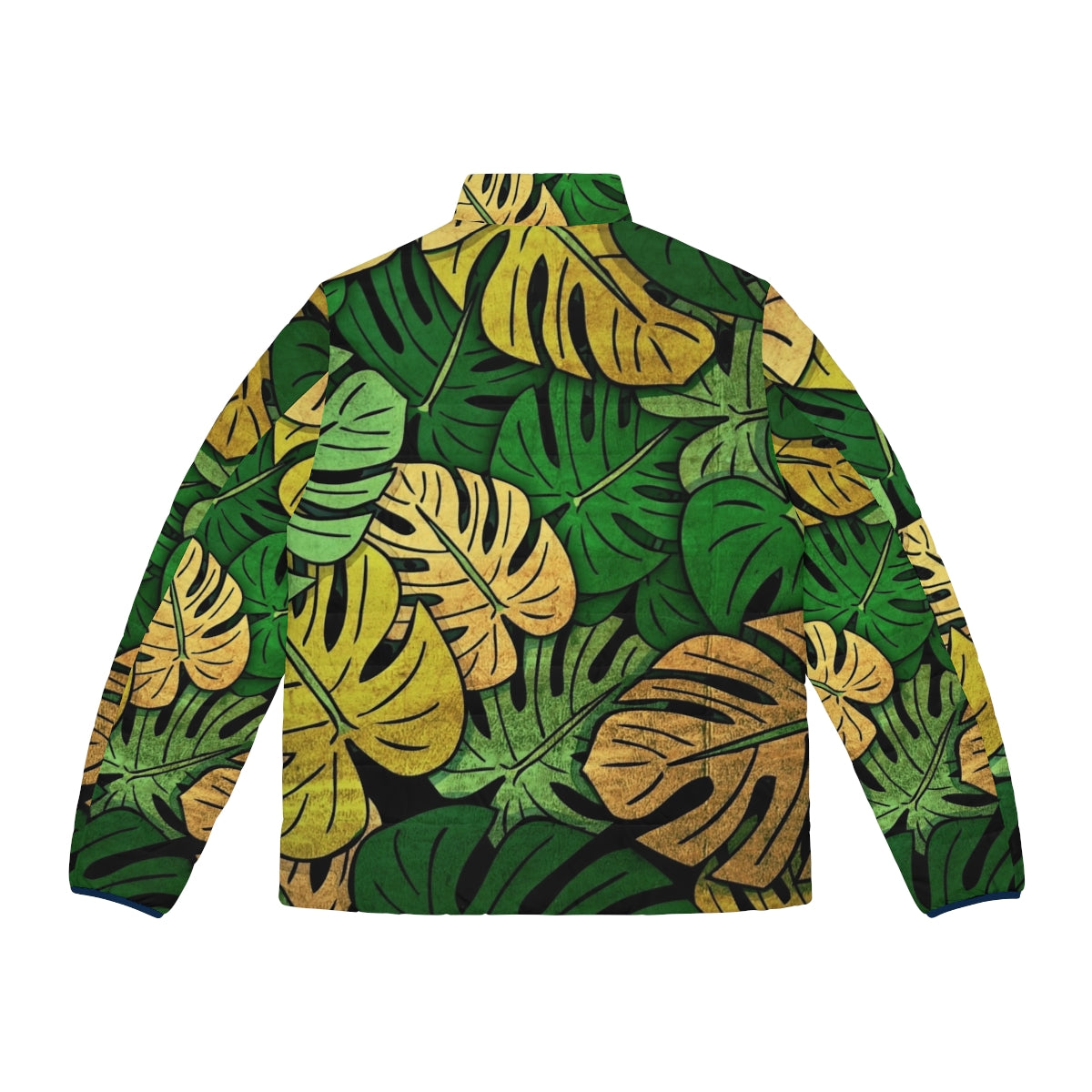 Puffer jacket featuring a grunge-inspired monstera leaf print - Back