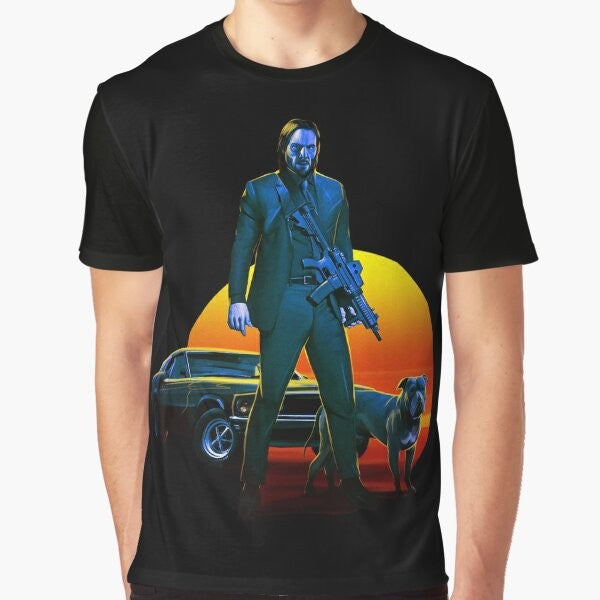 Baba Yaga and John Wick graphic t-shirt design