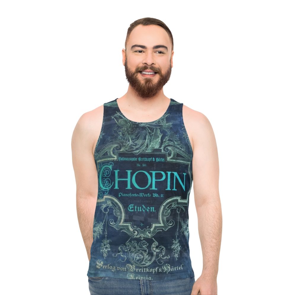 Blue tank top with portrait of Frederic Chopin - men