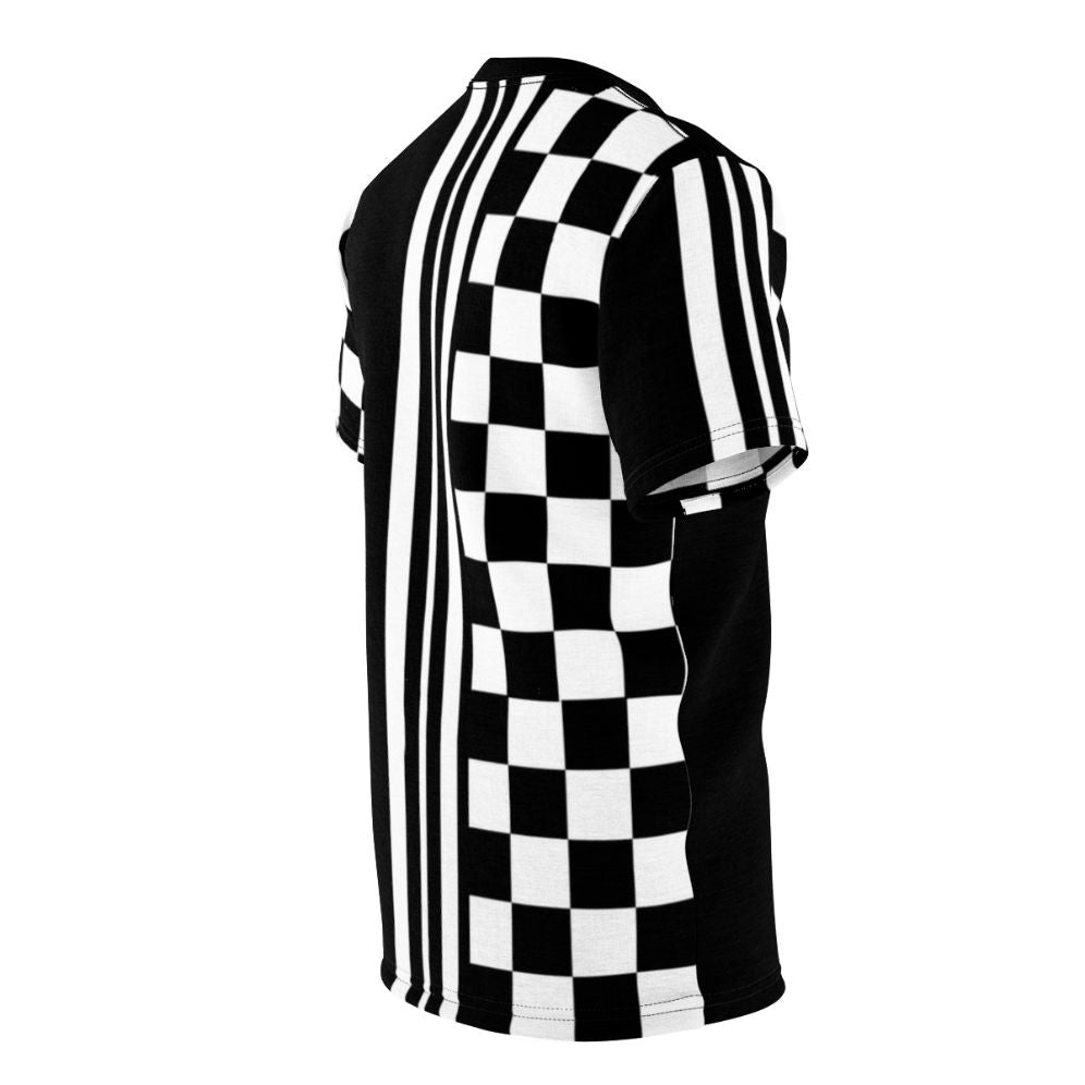 Stylish black and white t-shirt with mod and ska-inspired design - men right