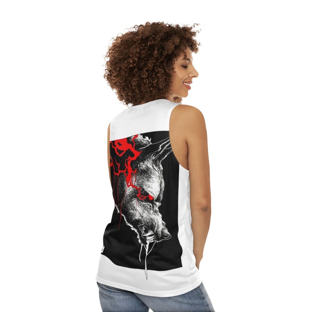 Vaporwave Wolf Unisex Tank Top - women back