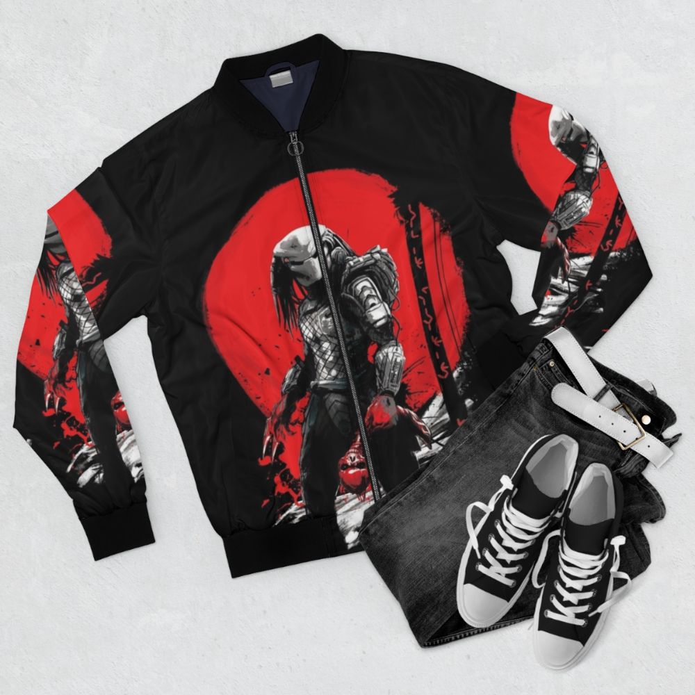 Predator Hunter's Moon Japanese-Inspired Bomber Jacket - Flat lay