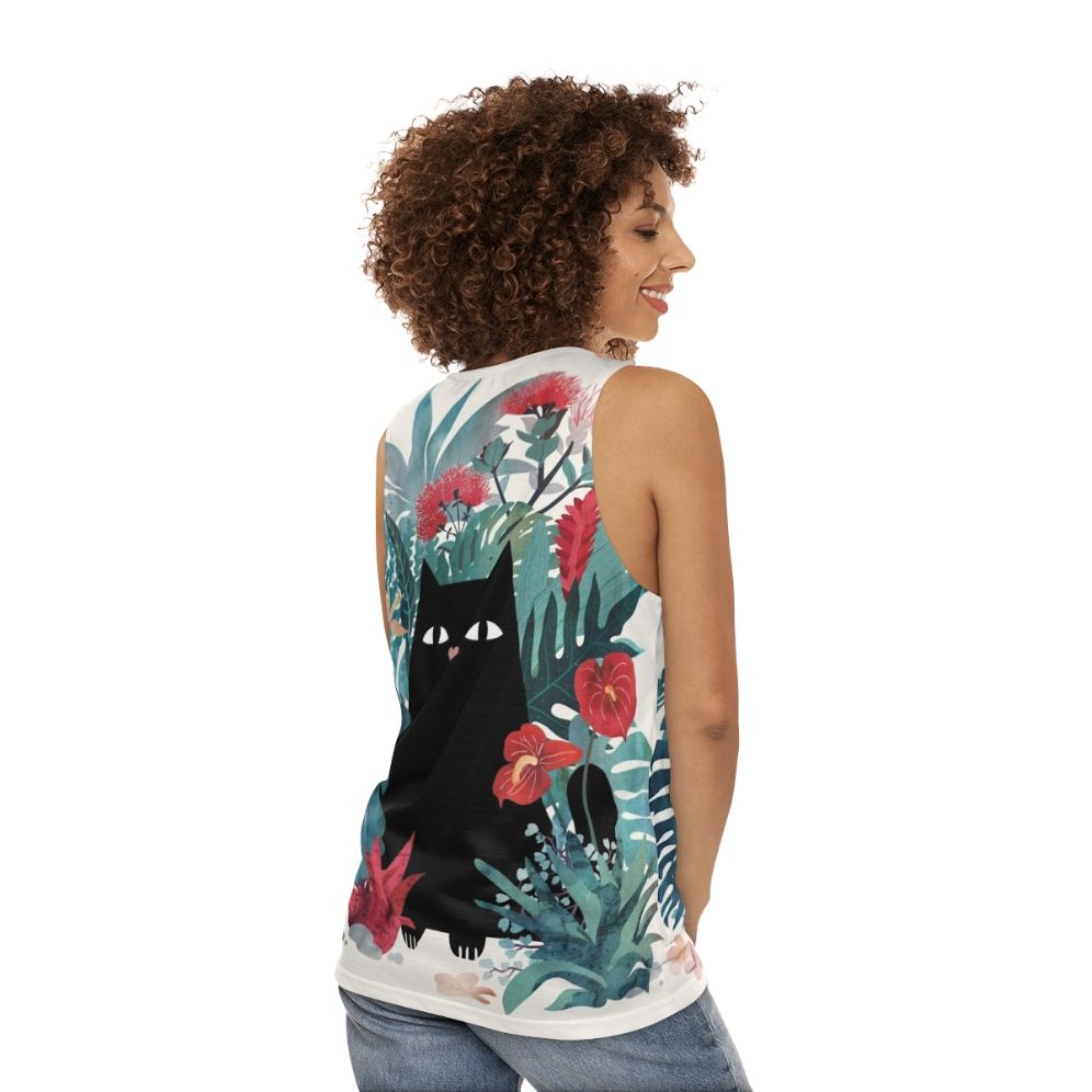 Unisex Hawaiian Floral Tank Top - women back