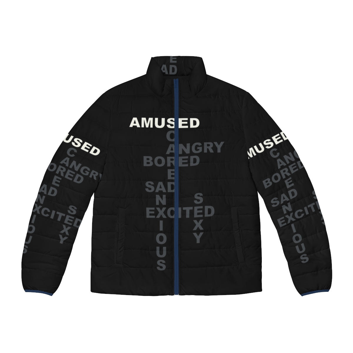 Westworld inspired puffer jacket featuring an amused expression