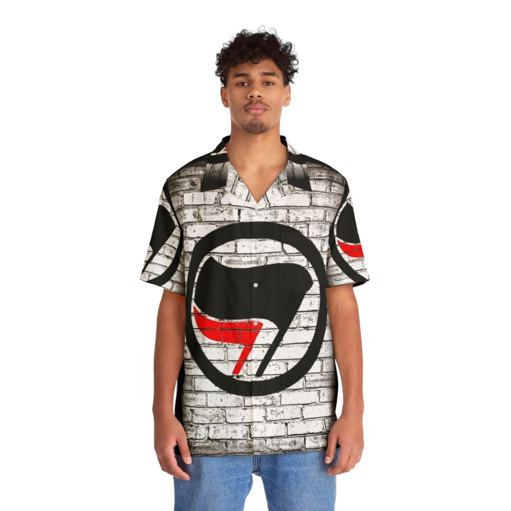 Antifa Inspired Graffiti Style Hawaiian Shirt - Lifestyle