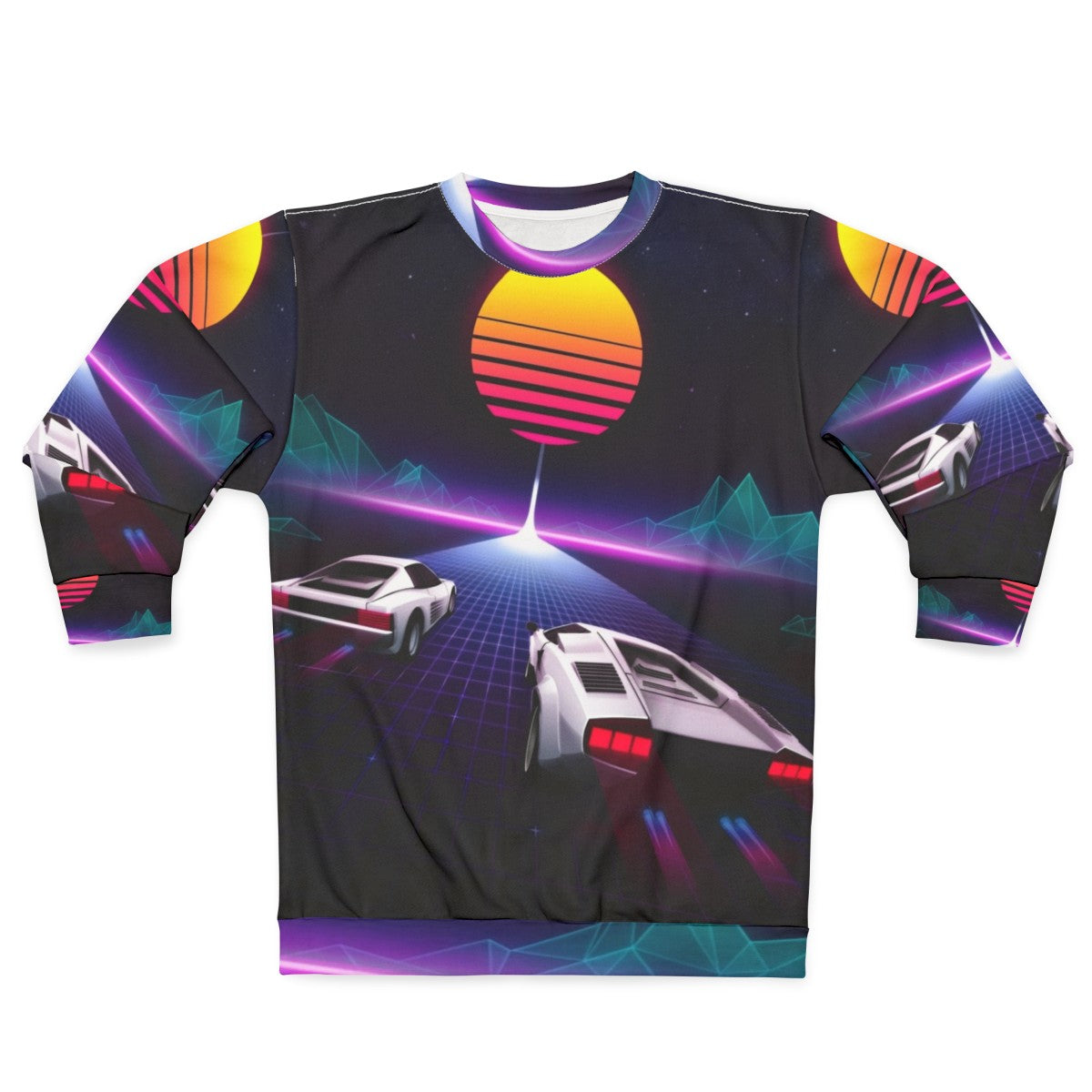 Neon Skyway Retro 80s Sweatshirt with Pop Art Racing Design