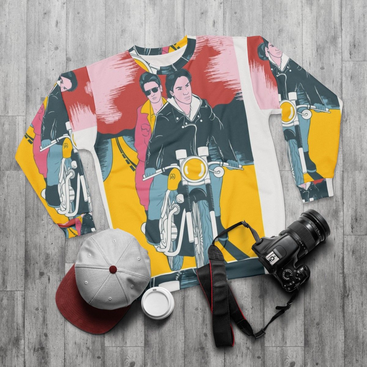 My Own Private Idaho movie sweatshirt featuring River Phoenix and Keanu Reeves - flat lay