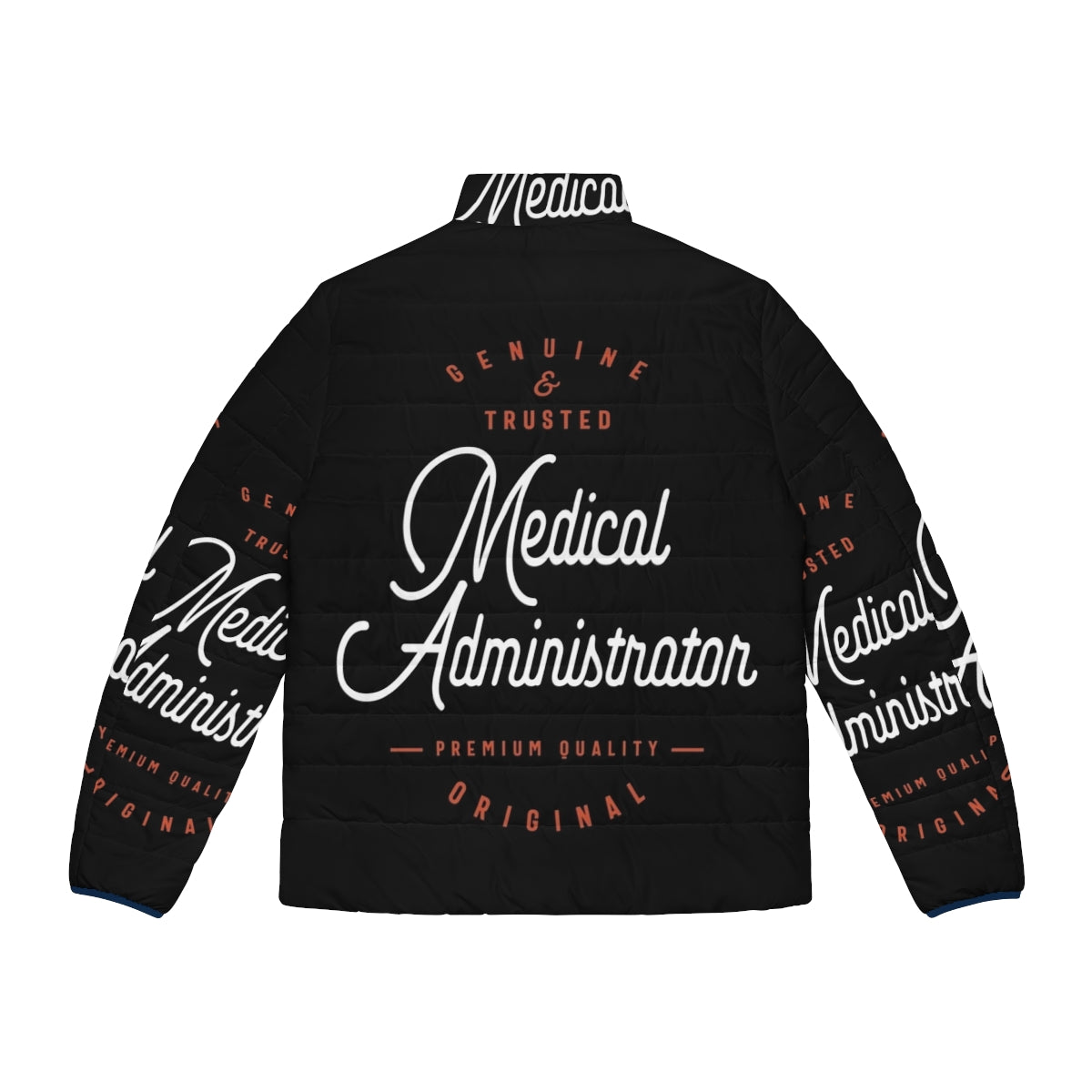 Professional medical administrator wearing a puffer jacket - Back