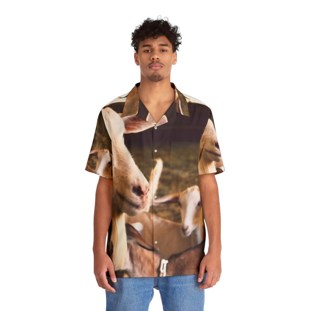 Tropical Hawaiian Shirt featuring Goats, Sheep, and Black Sheep - People Front