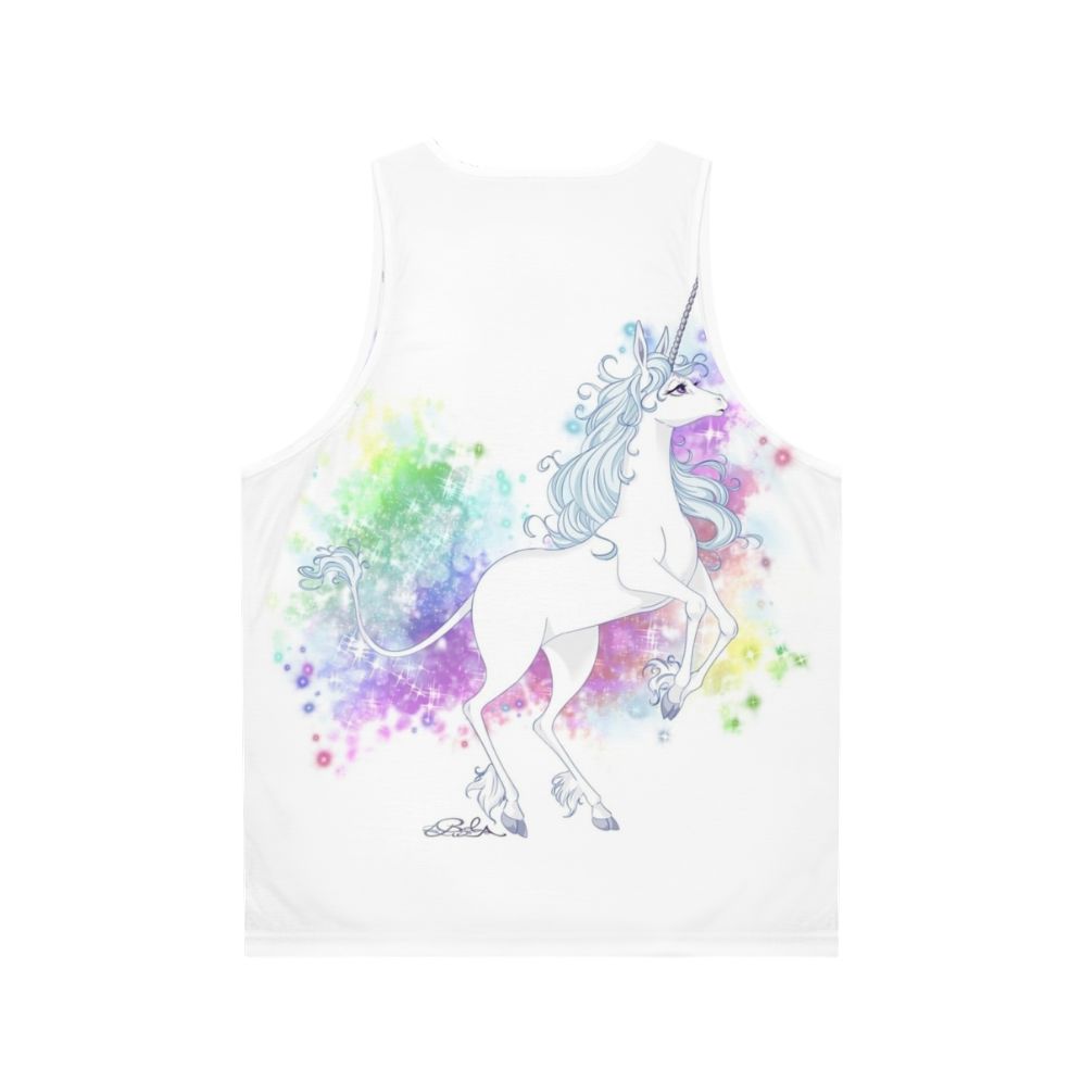 Transforming unicorn graphic on a unisex tank top - Back