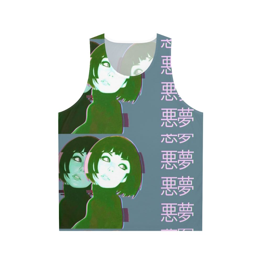 Vaporwave-inspired tank top with anime girl graphics