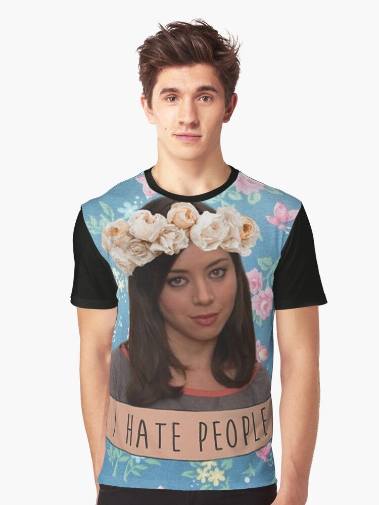 "I Hate People" graphic t-shirt featuring the character April Ludgate from the TV show Parks and Recreation - Men